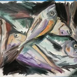 Menorcan Fish Study, oil and charcoal on paper