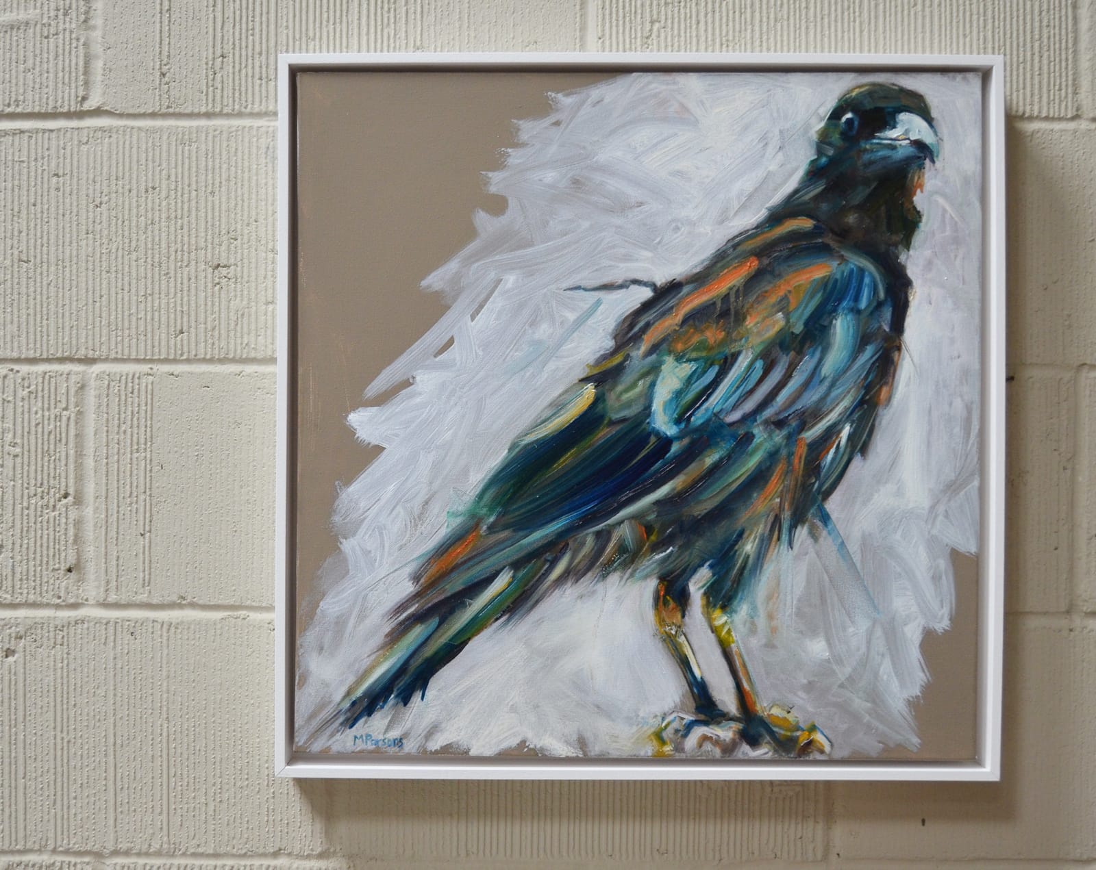 Square Crow, framed – EaselandCanvas