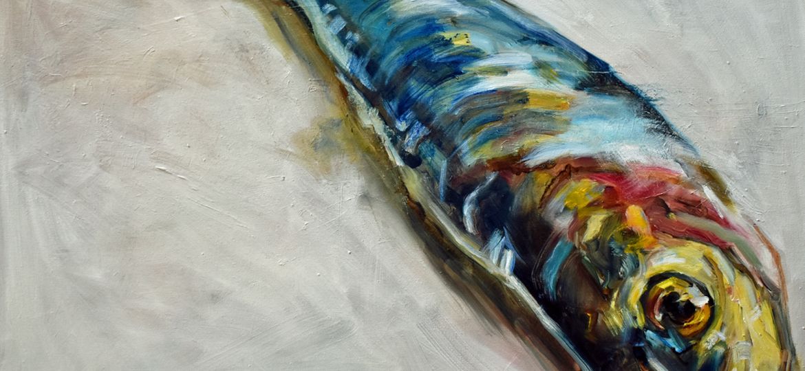 Single Sardine 60 x 80cm, oil on canvas framed